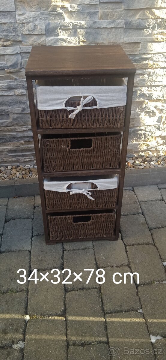Regál se 4 proutěnými košíky - 7