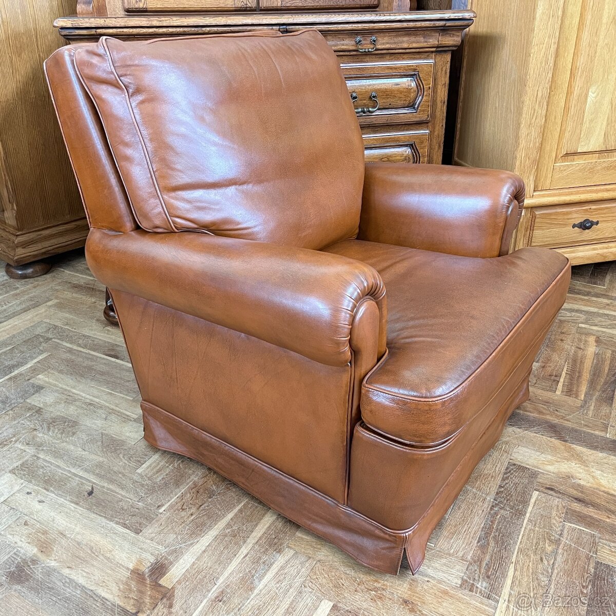 Křeslo, kůže hnědá - 7