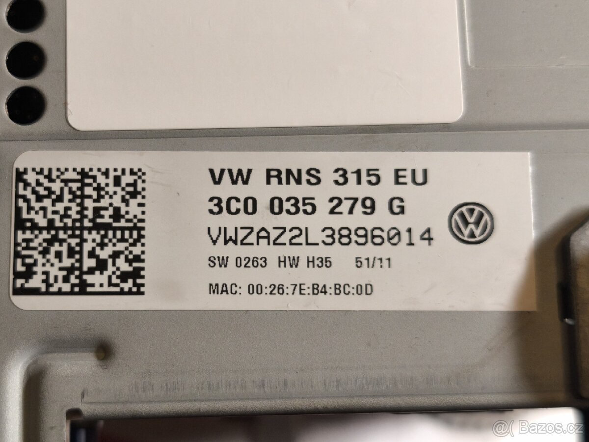VW RNS315 BT DAB autorádio navigace 3C0035279G - 7