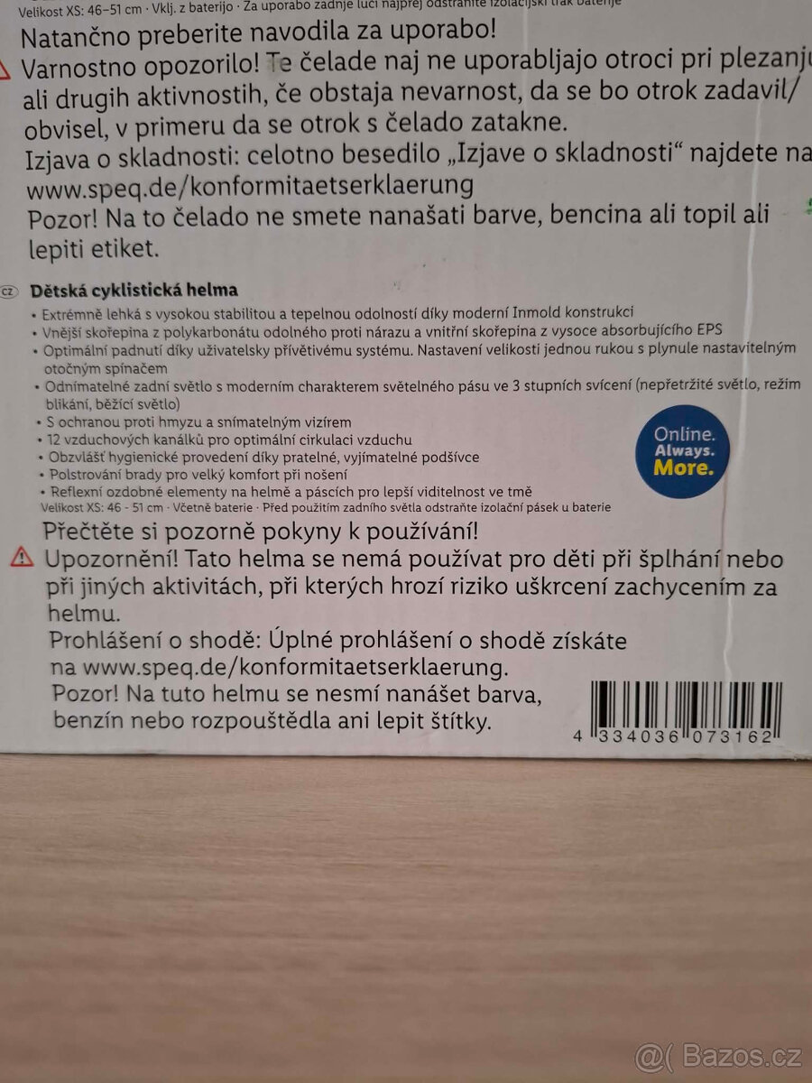 Dětská helma na kolo se zadním světlem - nová - 7