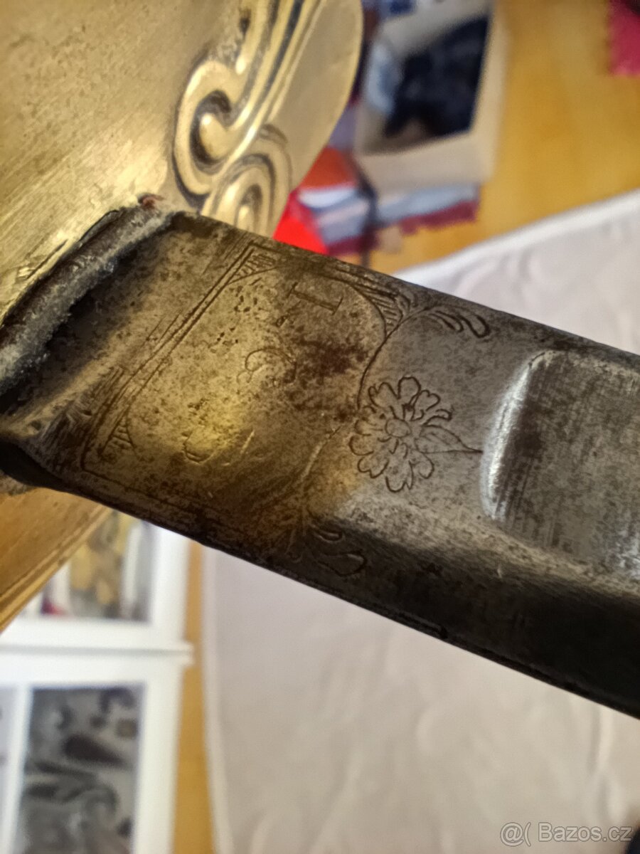 Francouzský gravírovaný důstojnický kord - 1790-1820 - I.C.B - 7