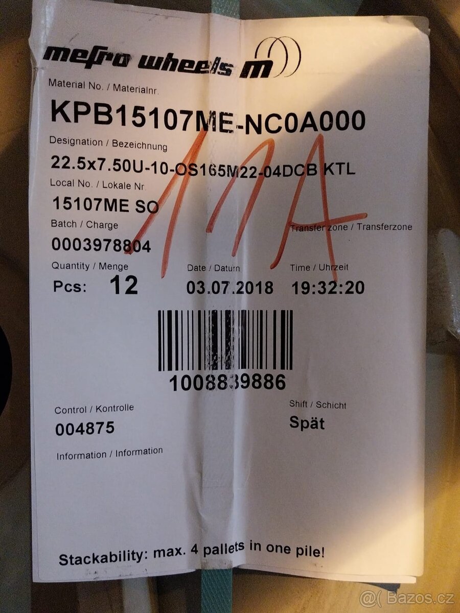 DISKY AGRO / NÁKLADNÍ - 22,5 × 7,5 10 ks - 7