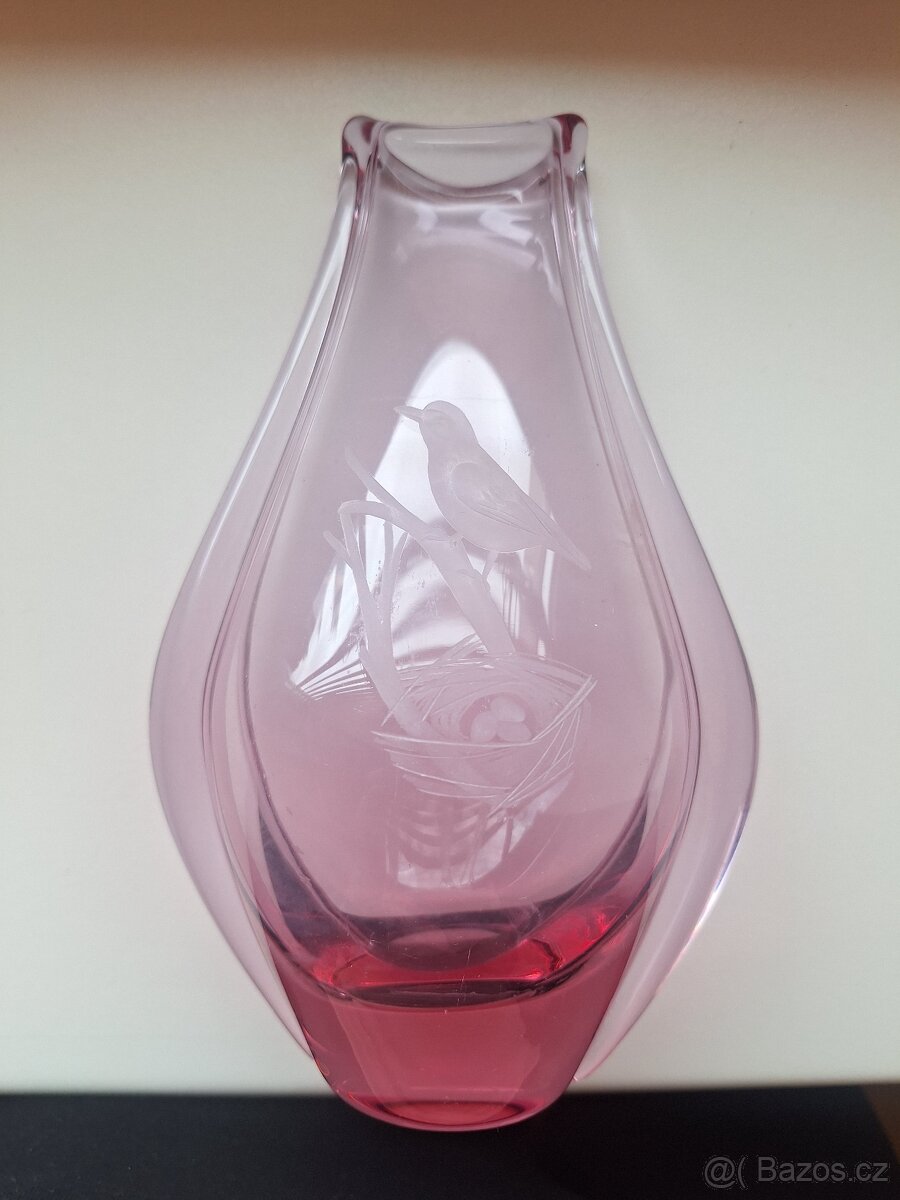 Starožitná růžová váza - 7