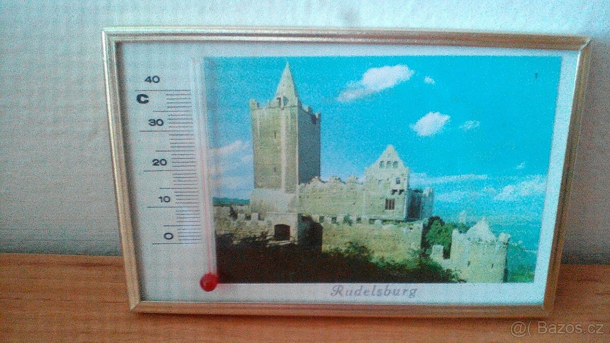 Retro - obraz,kov.váza,dekor.láhev,čaroděj,teploměr,skl.váza - 7