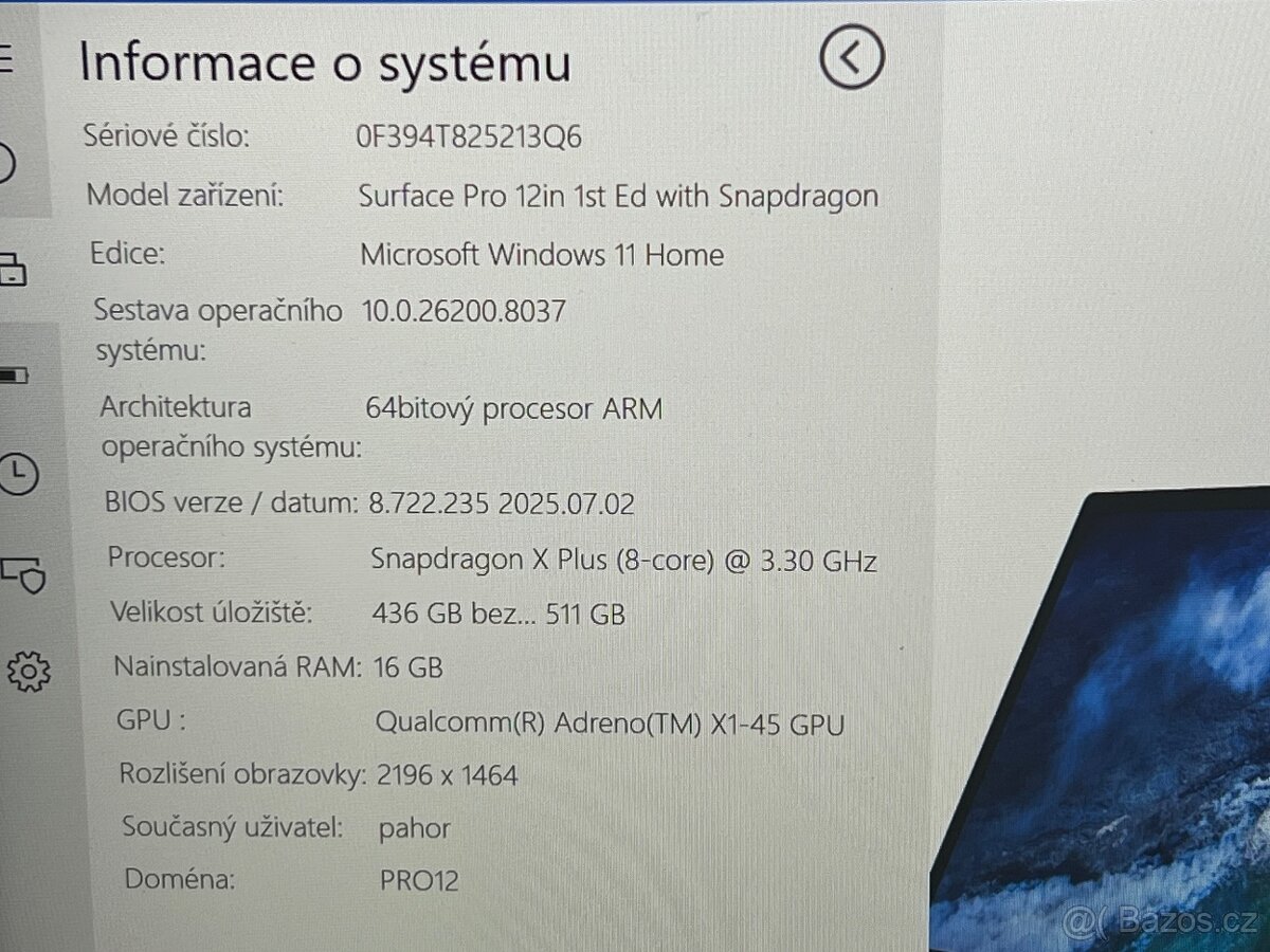 Microsoft Surface Pro 12” Snapdragon X Plus, 16gb, 512gb - 7