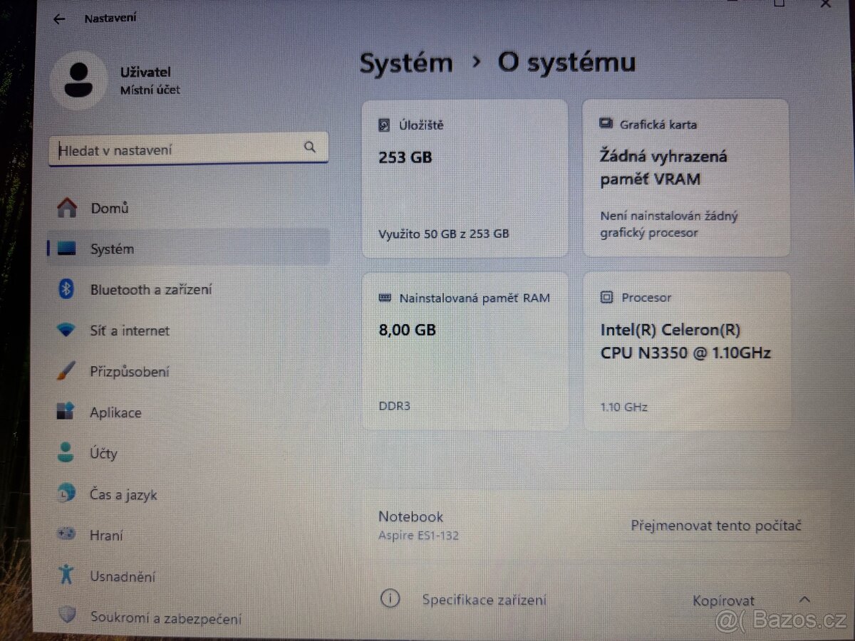 Notebook Acer Aspire 11,6” s Windows 11 - 7