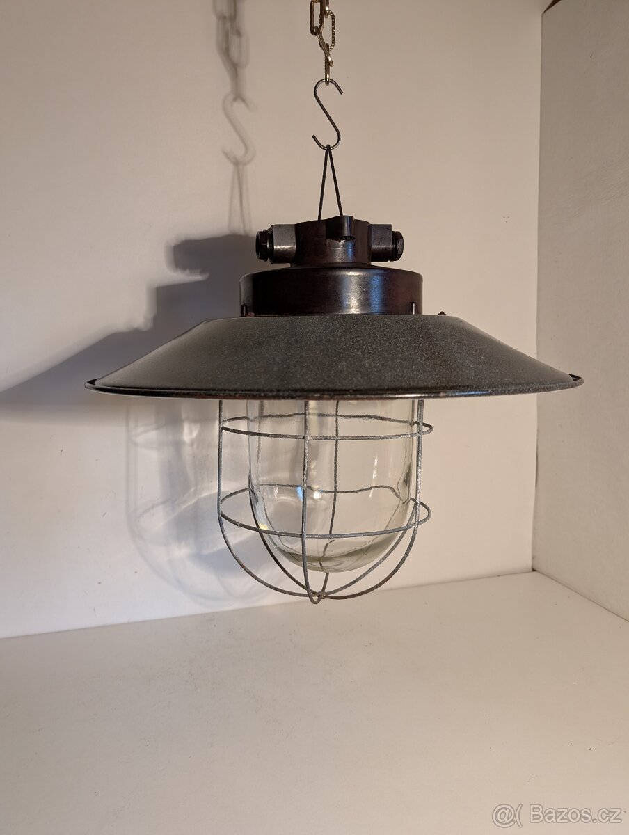1x velký industriální bakelitový lustr smalt stínidlo až 3ks - 7