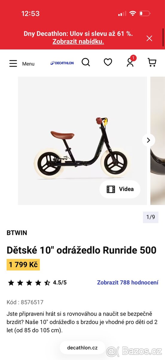 Btwin Dětské 10" odrážedlo Runride 500 - 7