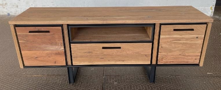 TV dřevěný stolek Tokyo – masiv, LED, 150 cm - 7