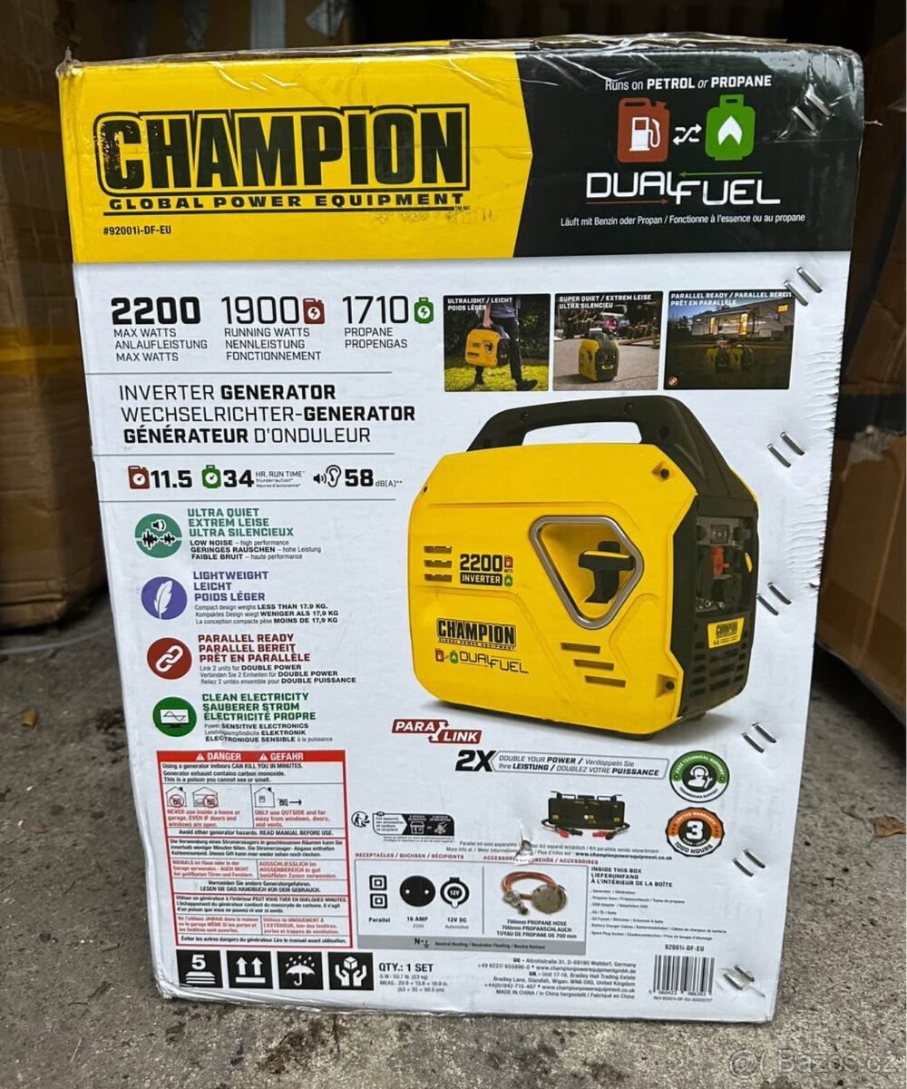Centrála, Generator Champion2200 Dvoupalivový LPGBenzin2,2kW - 7