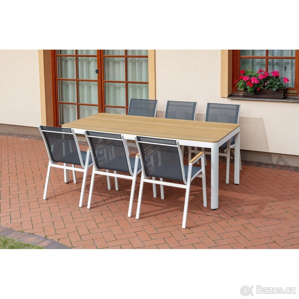 Zahradní nábytek, jídelní sestava, souprava 150cm, hliník. - 7