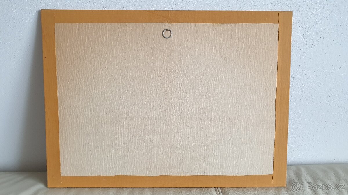 Obraz neznámé české město, tuš a pastel - 7