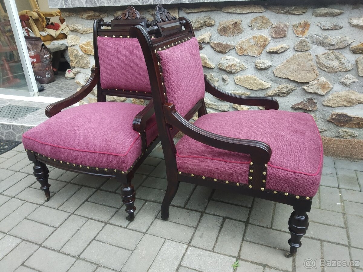 Křesla Biedermeier po renovaci. - 7