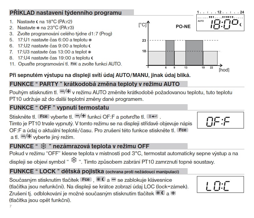 prostorový termostat PT10 - 7