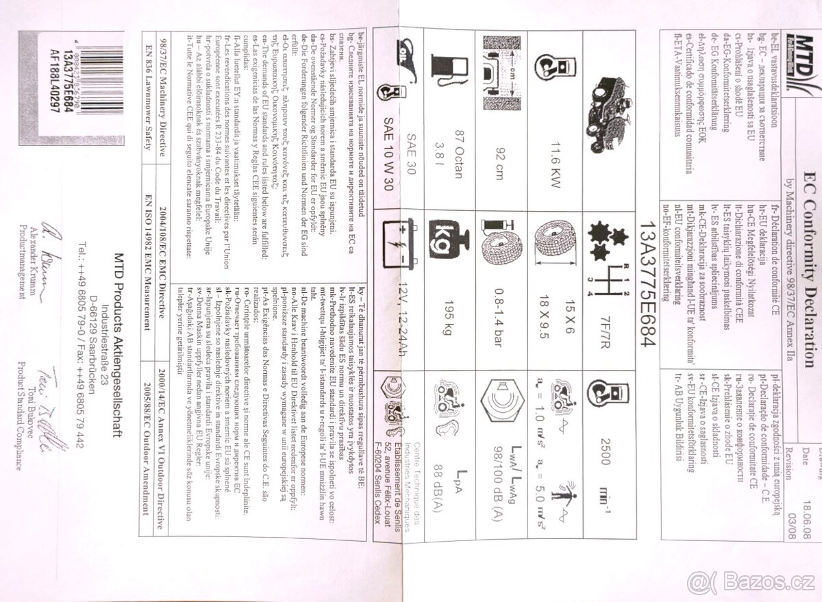 Zahradní traktor Bolens 155/93T - 7