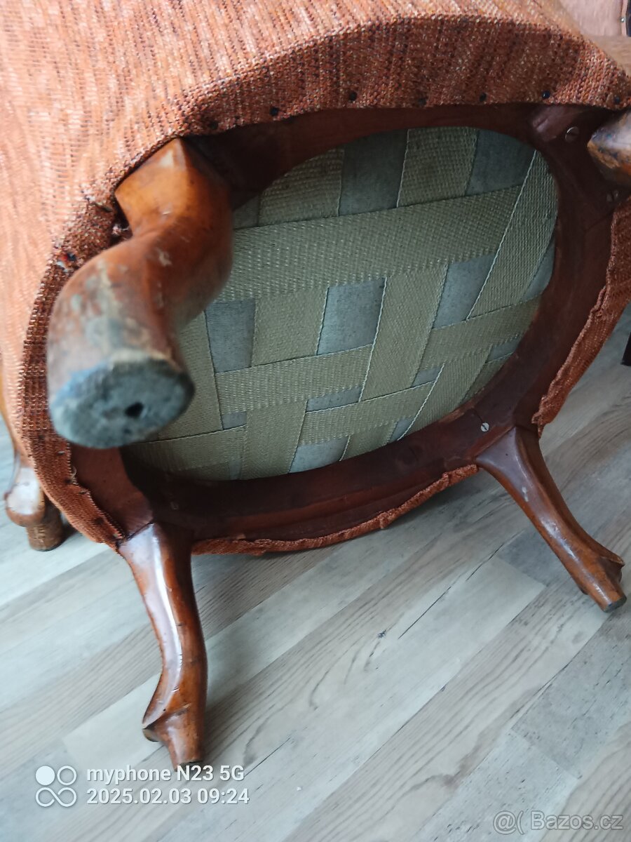 Starožitny nábytek stoly, sofa sedačka+kreslo - 7