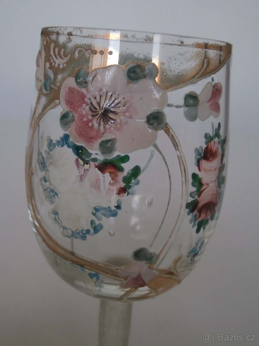 Historická sklenička, ručně malovaná, 19. - poč. 20. století - 7