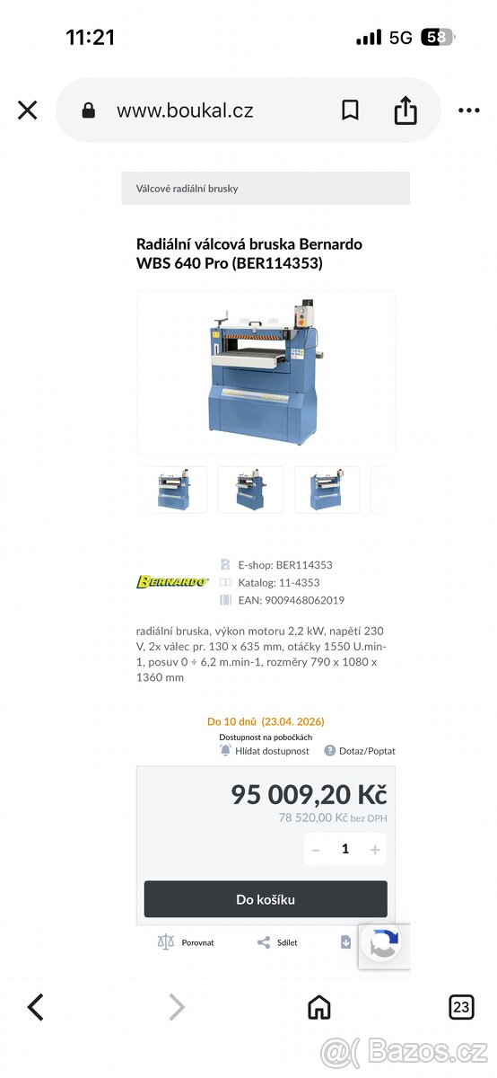 Válcová bruska Bernardo WBS 640 Pro - 7