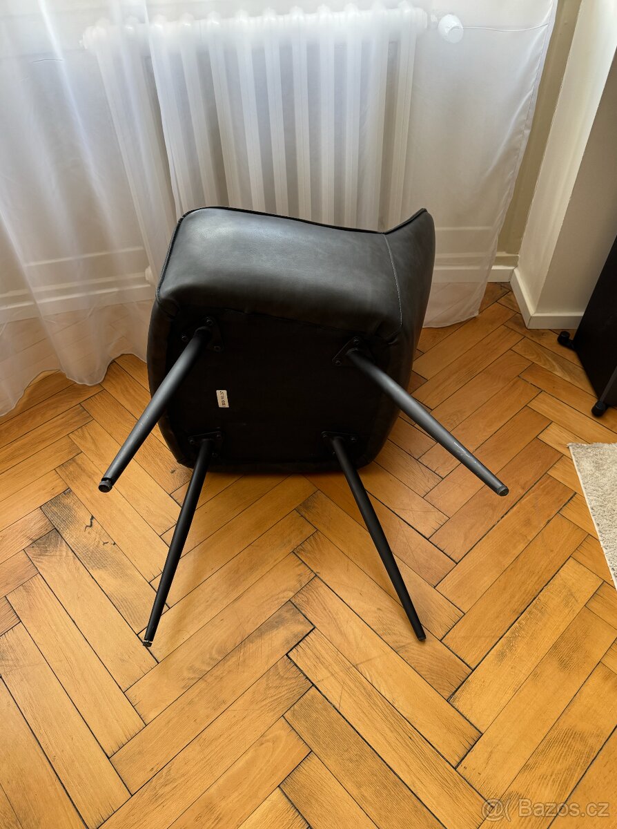 Černé židle, koženka - 2 ks - 7