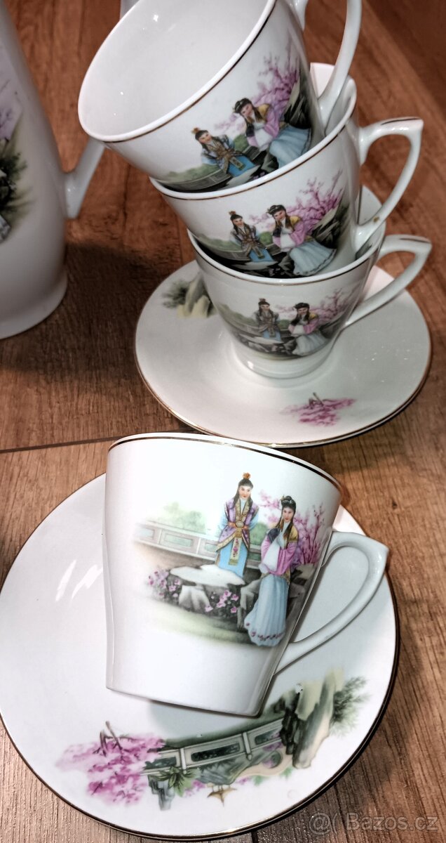 Vintage čínský porcelánový čajový servis - 7