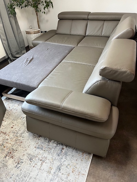 Kožená sedací souprava s taburetem - 7