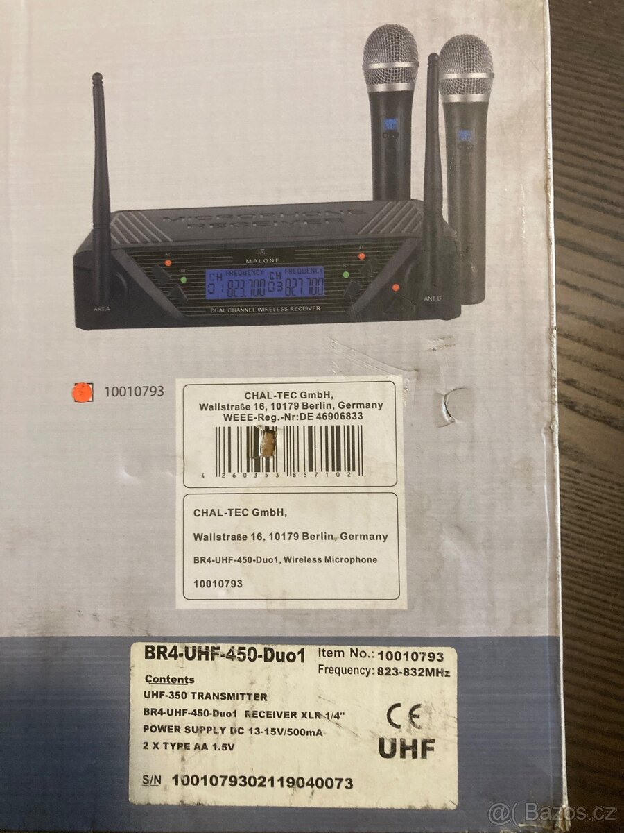 Bezdrôtový dvojmikrofón - sada Malone B4R-UHF-450-Duo1 - 7