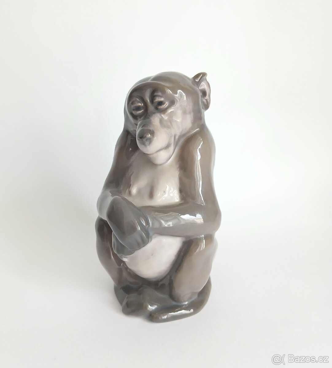 Starožitná porcelánová figurka opice - Královská Kodaň - 7