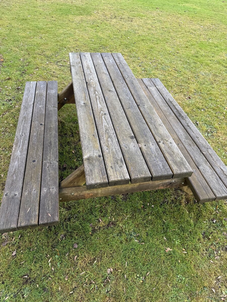 Zahradní lavice dřevěná stůl pivní set - 7