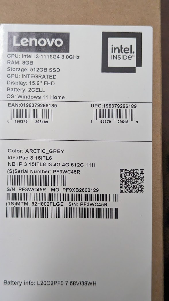 Notebook Lenovo IdeaPad 3, i3, 8GB RAM, 512GB SSD, Win 11CZ - 7