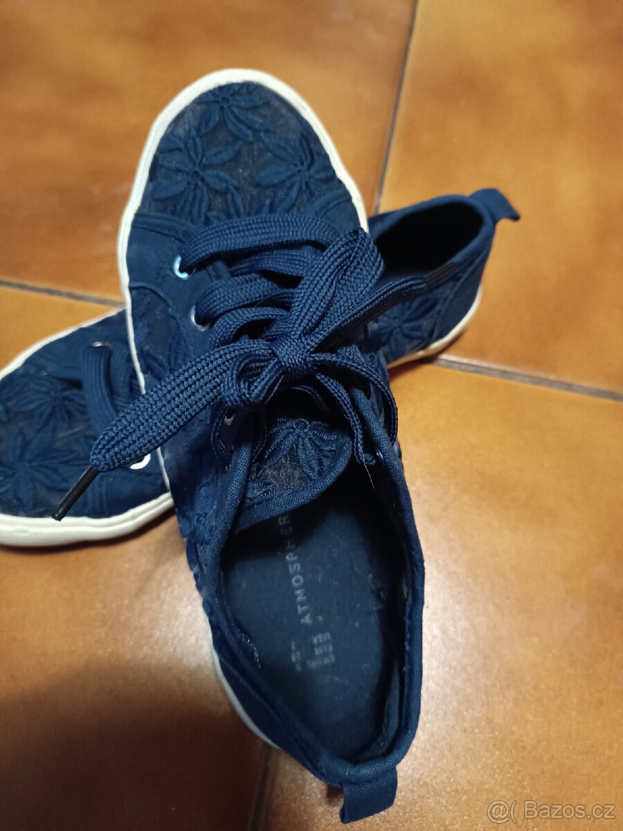 Tenisky, kecky krajkové modré dívčí 38 - 7