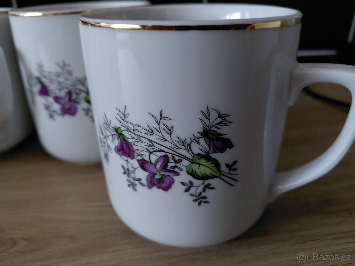 Retro hrnky -květiny,nepoužité - 7