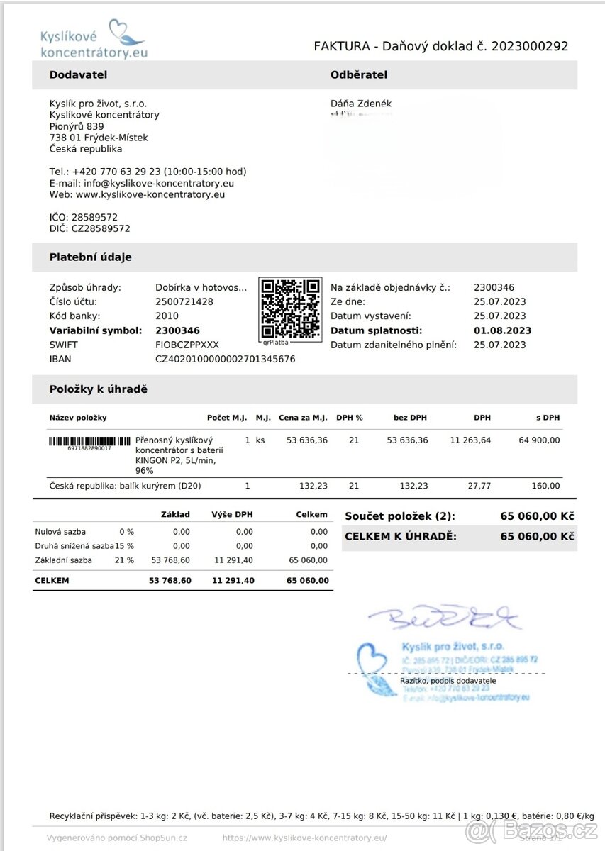 Kyslíkový koncentrátor s baterií - 7