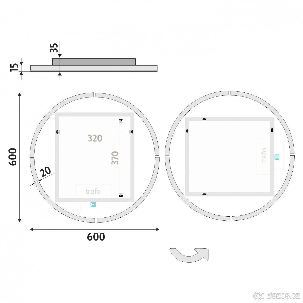 Kulaté LED zrcadlo pr. 600 s dotykovým senzorem - 7