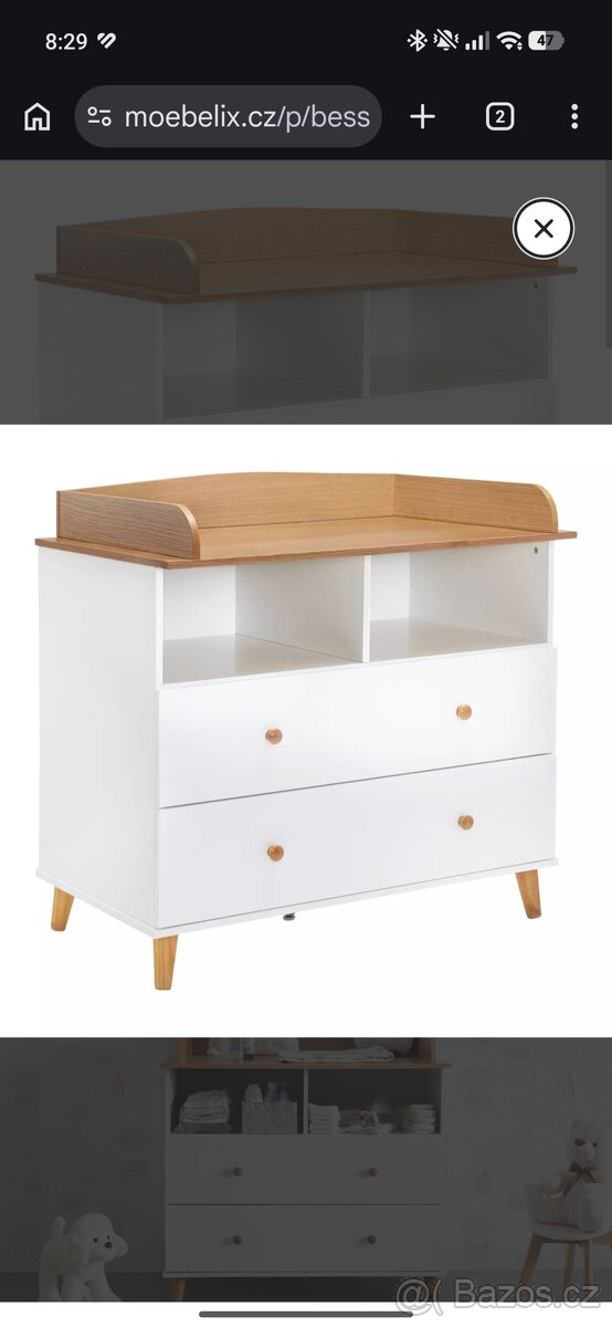 Přebalovací komoda (bílá/dřevo) - 7