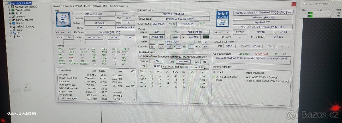 PC Lenovo i3-6.gen /8GB DDR4/256GB SSD - 7