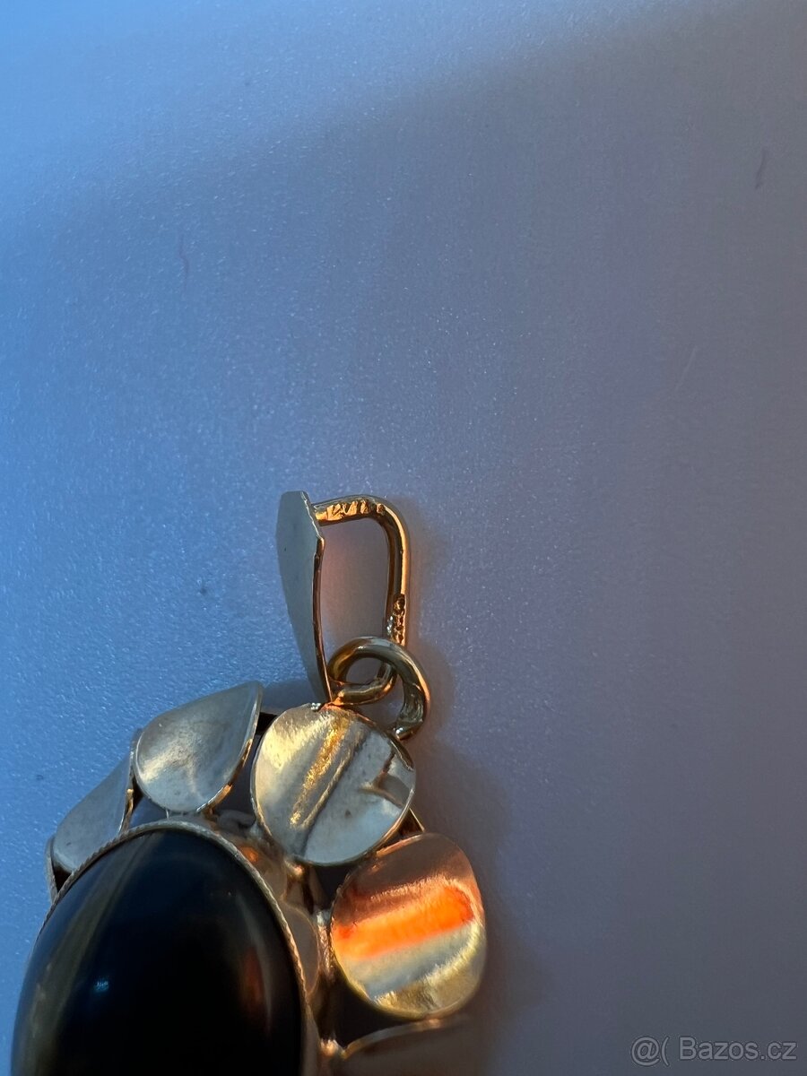 Krásný zlatý prsten & přívěsek - tygří oko - 7