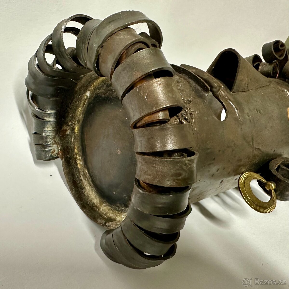 Stará ORIGINAL váza RETRO KUTILKOUSEK ocel sklo RARITA - 7