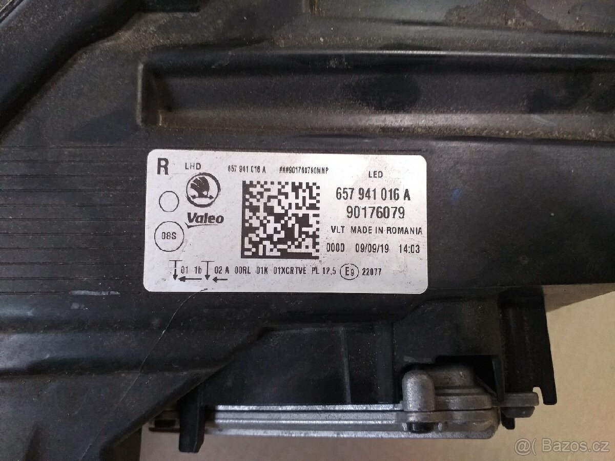 Škoda Scala pravé Full Led světlo + řj 992 941 571 AJ - 7