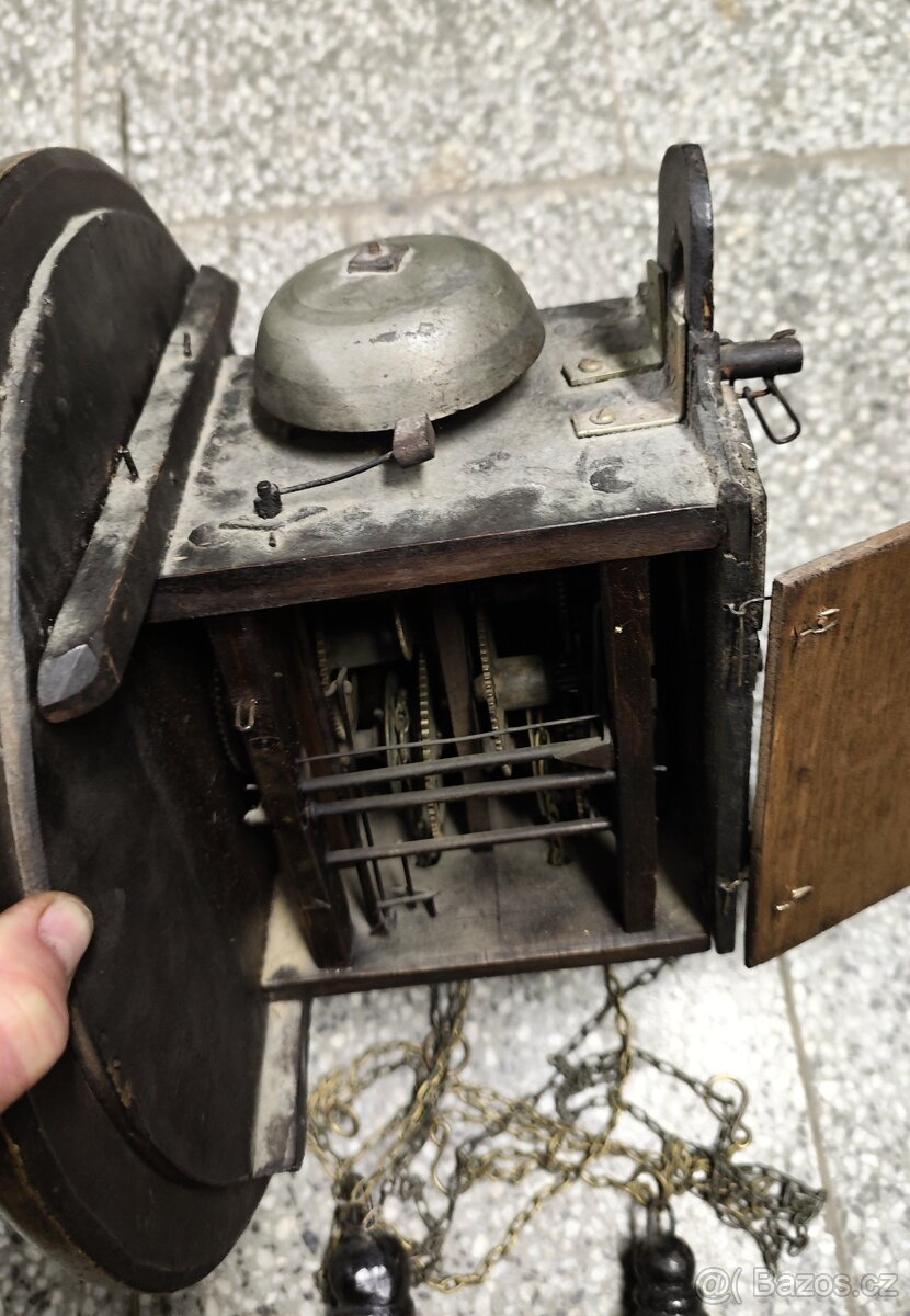 starožitné velké hodiny schwarzwald "polodřeváky" - 7