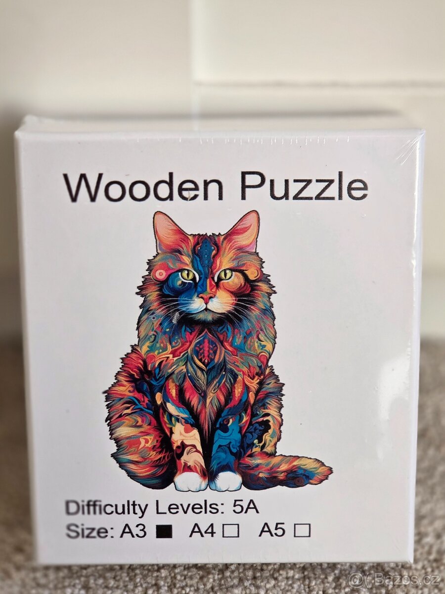 NOVÉ - Dřevěné puzzle Kočka A3 - 7