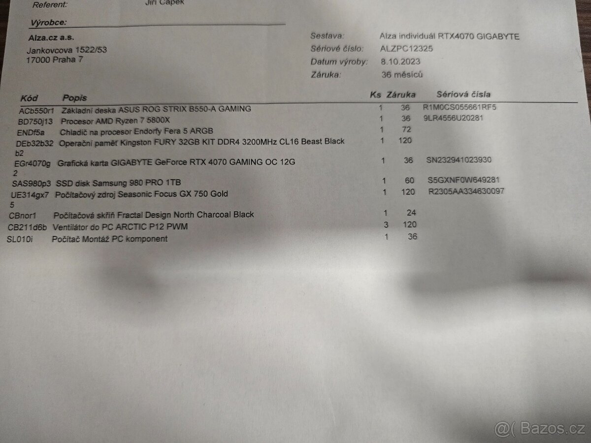 Herní PC, Ryzen 7 5800X, RTX 4070 12GB, 32GB RAM - 7