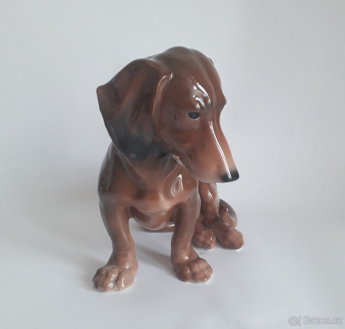 Starožitná porcelánová figura jezevčíka - Karl Ens - Německo - 7