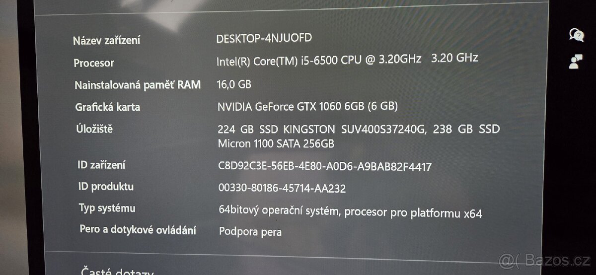 Herní PC.Intel(R) Core(TM) i5-6500 CPU @ 3.20GHz - 7