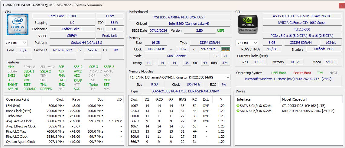 Herní PC Intel i5-9400F / GTX 1660 Super / 16GB RAM - 7