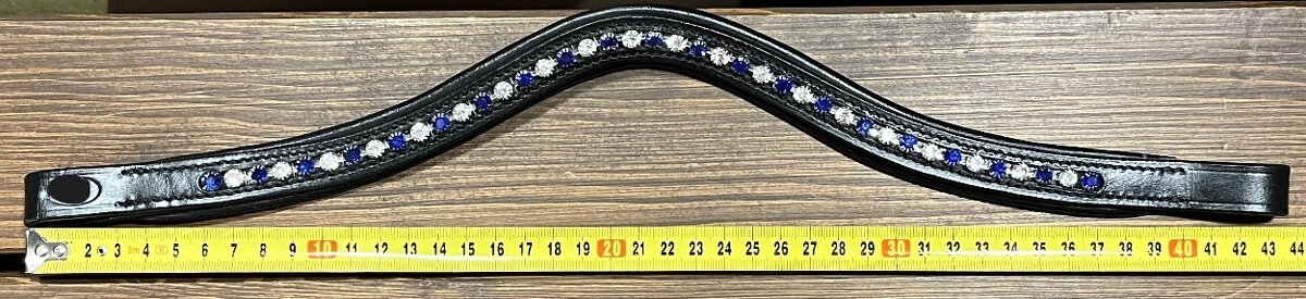 Čelenka k anglické uzdečce černá s bílo/modrou - 7