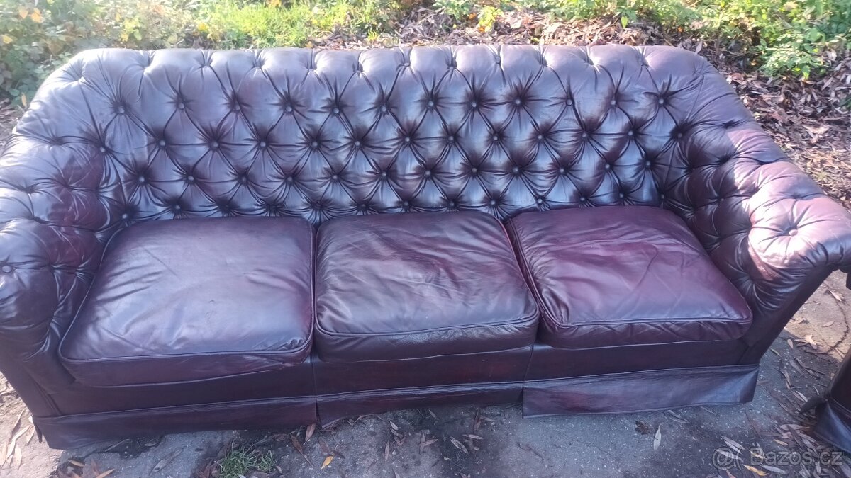Kožená sedací souprava 3+2+1-CHESTERFIELD - 7