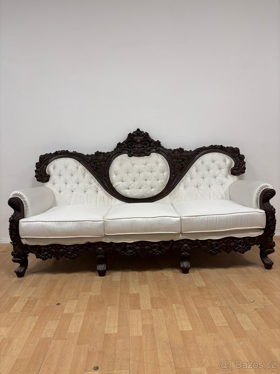 SEDAČKA V DREVENOM RÁME 3+1+1,NEROZŤAHOVACIA - 7