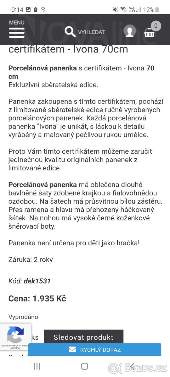 Porcelánová sběratelská panenka - 7