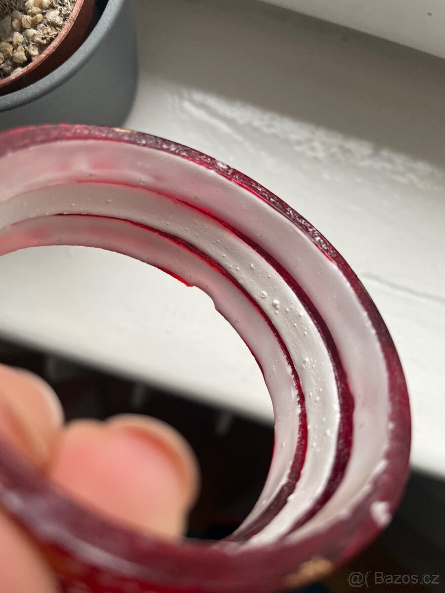 Starožitné skleněné jablonecké kroužky bangle - 7