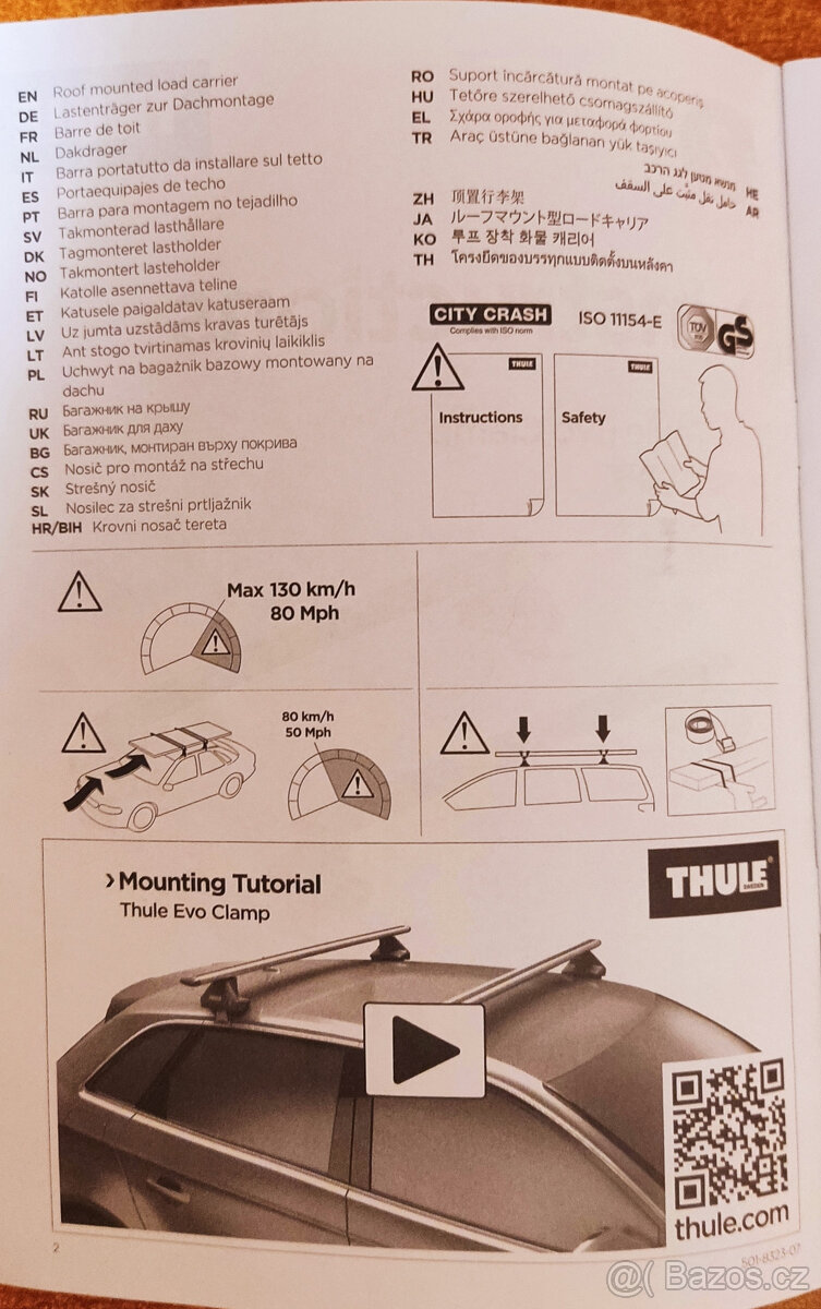 Příčníky; střešní nosiče THULE Evo Clamp 7105 - 7